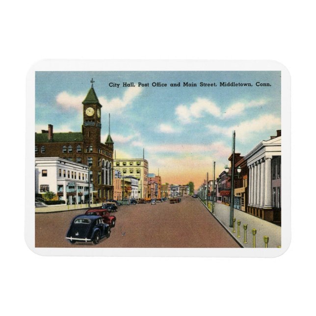 Main St., Middletown, Connecticut Vintag Magnet (Horizontal)