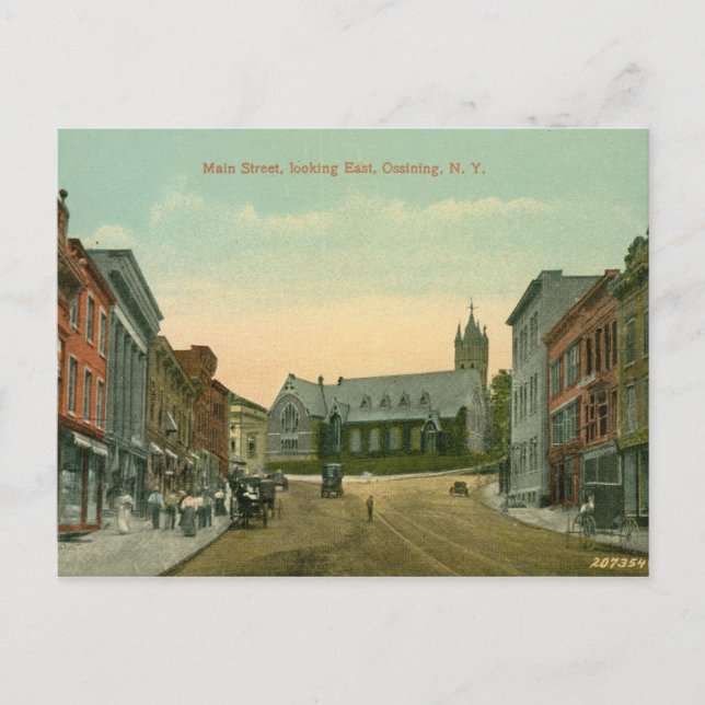 Main St., Ossining, NY Vintag Postkarte (Vorderseite)