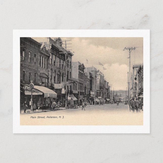 Main St., Paterson New Jersey Vintag Postkarte (Vorderseite)