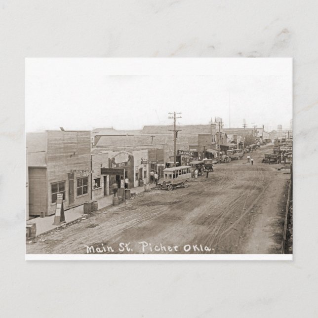 Main St. Picher Oklahoma circa1920 Postkarte (Vorderseite)