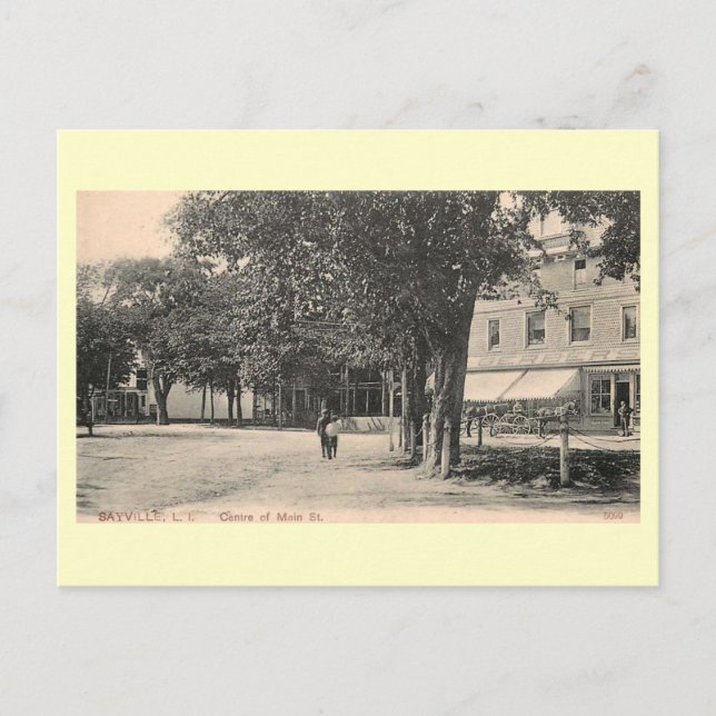 Main St., Sayville, Long Island NY Vintag Postkarte (Vorderseite)