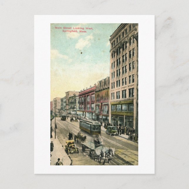 Main St, Springfield, Mass. 1910 Vintag Postkarte (Vorderseite)