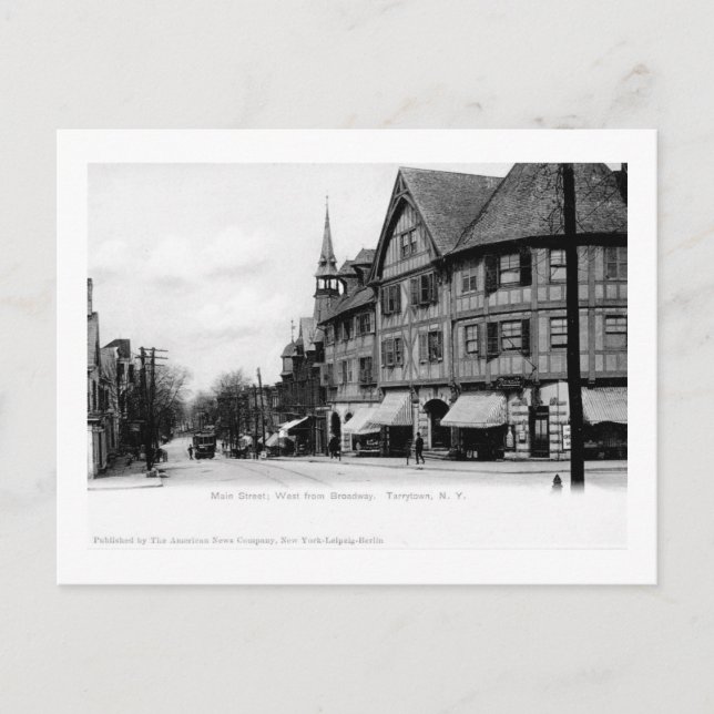 Main St., Tarrytown, New York Vintag Postkarte (Vorderseite)