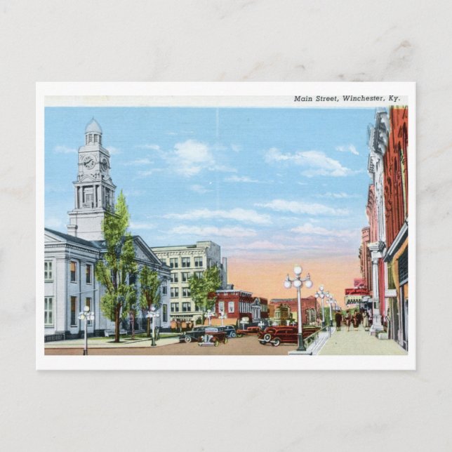 Main St., Winchester, Kentucky Vintag Postkarte (Vorderseite)