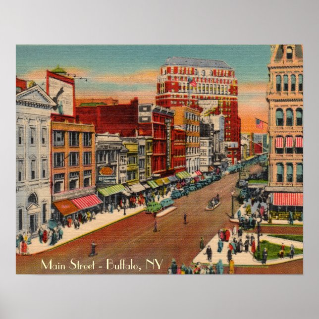 Main Street - Buffalo, NY Vintage Poster (Vorne)