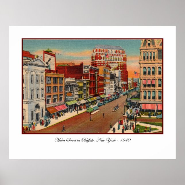Main Street - Buffalo, NY Vintage Poster (Vorne)