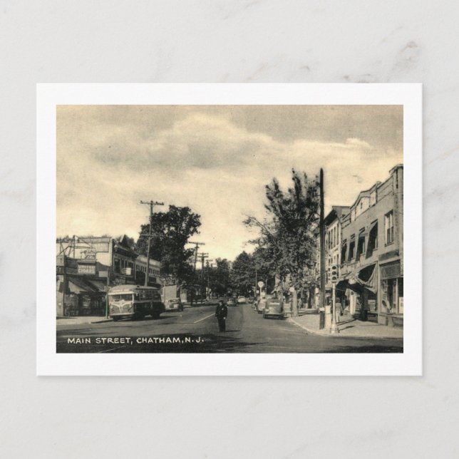 Main Street, Chatham, New Jersey Vintag Postkarte (Vorderseite)