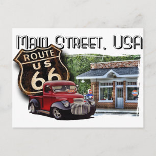 Main Street Hot Rod Postkarte