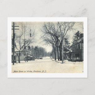 Main Street im Winter, Chatham, NJ 1907 Vintag Postkarte