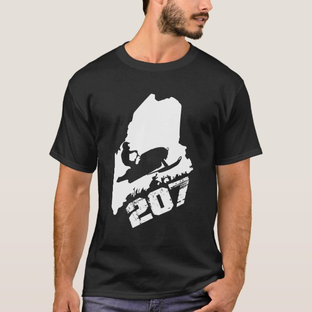 Maine 207 Staat Snowmobile T-Shirt (Vorderseite)