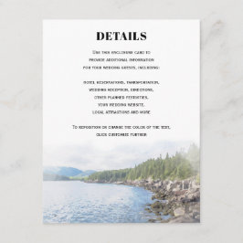 Maine Acadia Coastal Pine Forest Wedding Details Begleitkarte