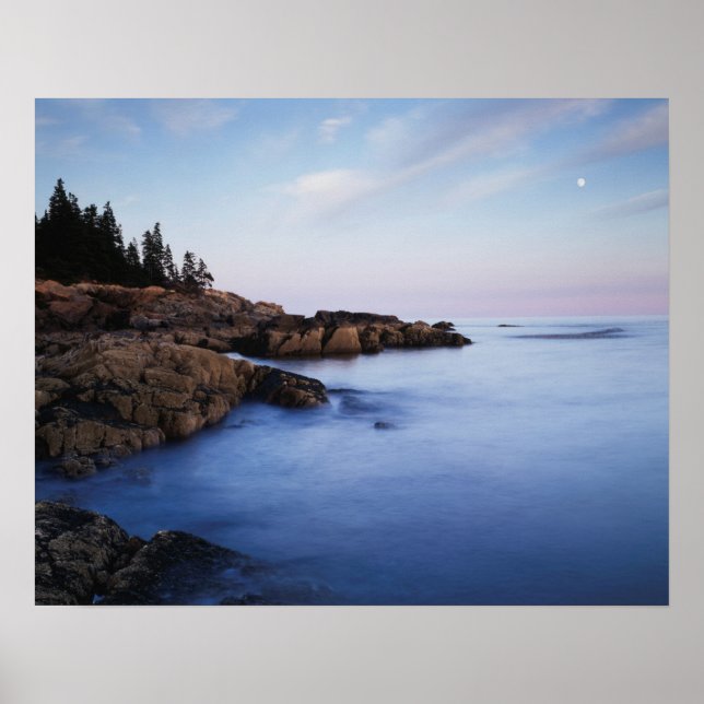 Maine, Acadia Nationalpark, Mondlandschaft Poster (Vorne)