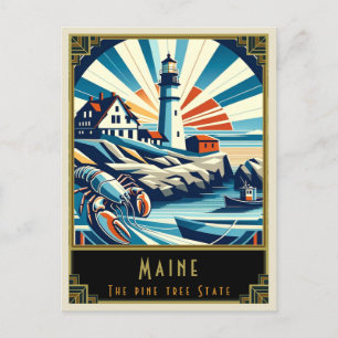 Maine Art Deco Postkarte