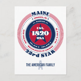 Maine, Augusta, ME, Patriotic, Monogram Postkarte