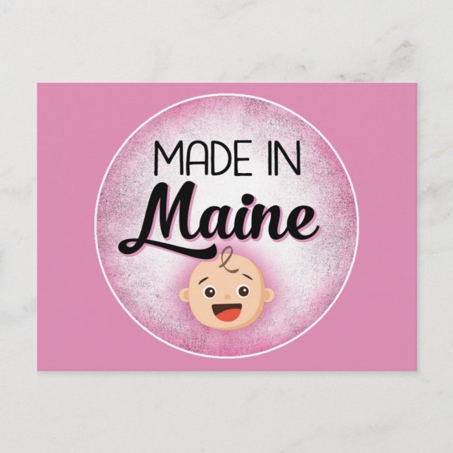 Maine Baby Funny Pink New Girl Postcard Postkarte (Vorderseite)