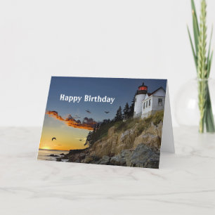 Maine Bass Harbor Lighthouse Photo Birthday Karte