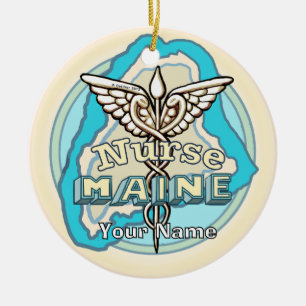 Maine Caduceus Krankenschwester Keramik Ornament