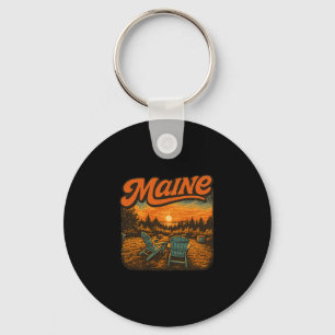 Maine Coast Adirondack Stühle Retro-Sonnenuntergan Schlüsselanhänger