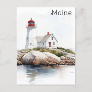 Maine Coast Lighthouse Wasserfarbenreise Postkarte