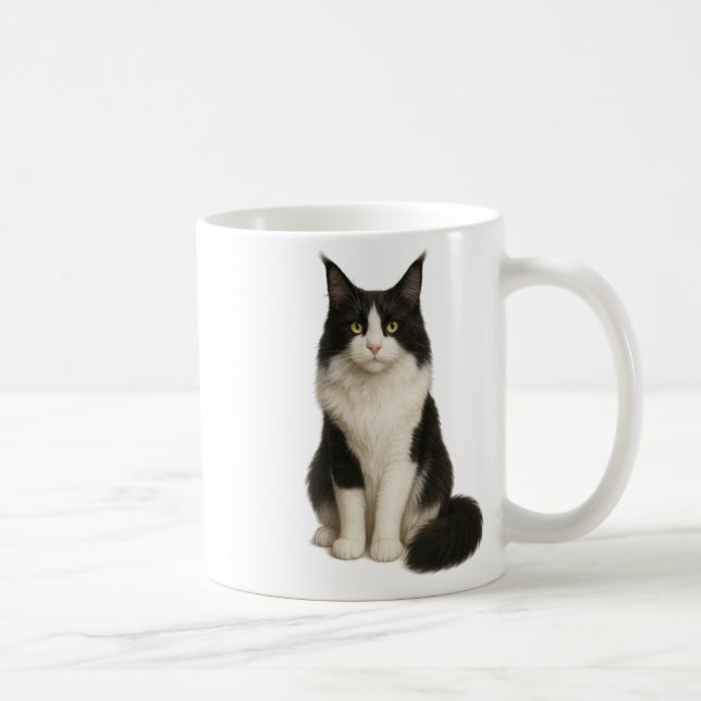 Maine Coon black and white Mug Kaffeetasse (Rechts)