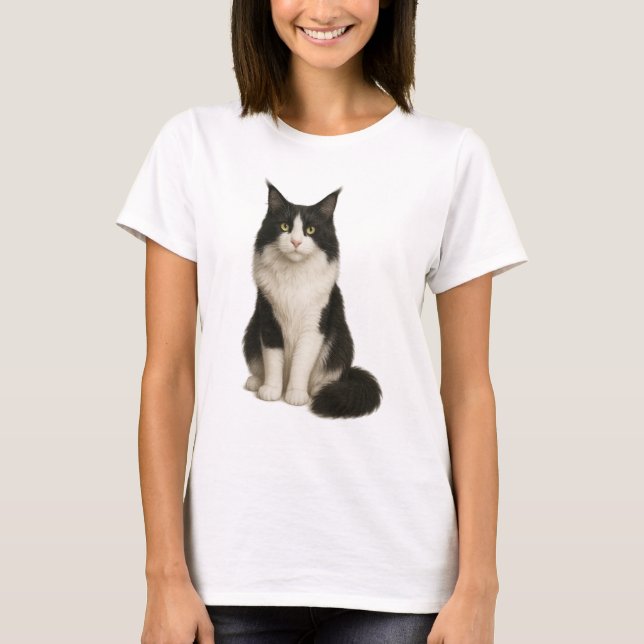 Maine Coon Black and White T-Shirt (Vorderseite)