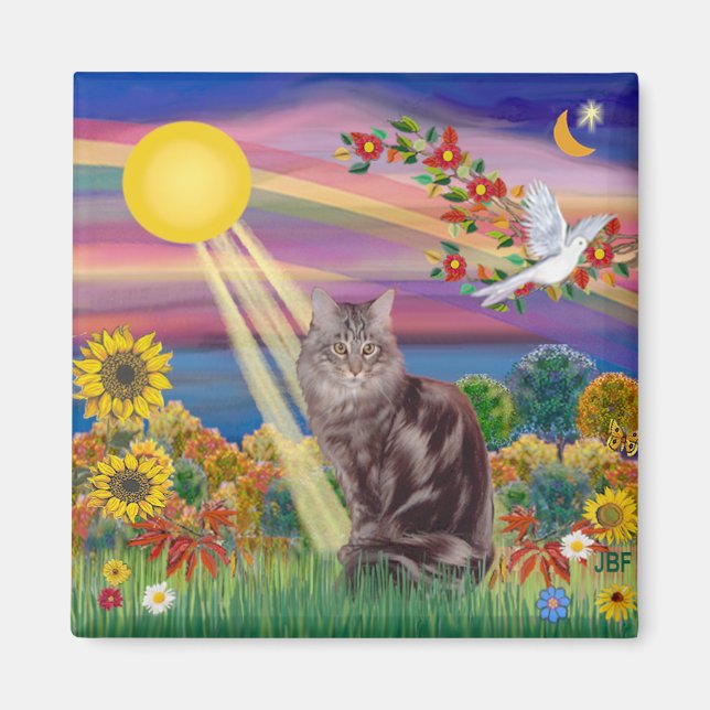Maine Coon Cat 10 - Herbstsonne Magnet (Vorne)