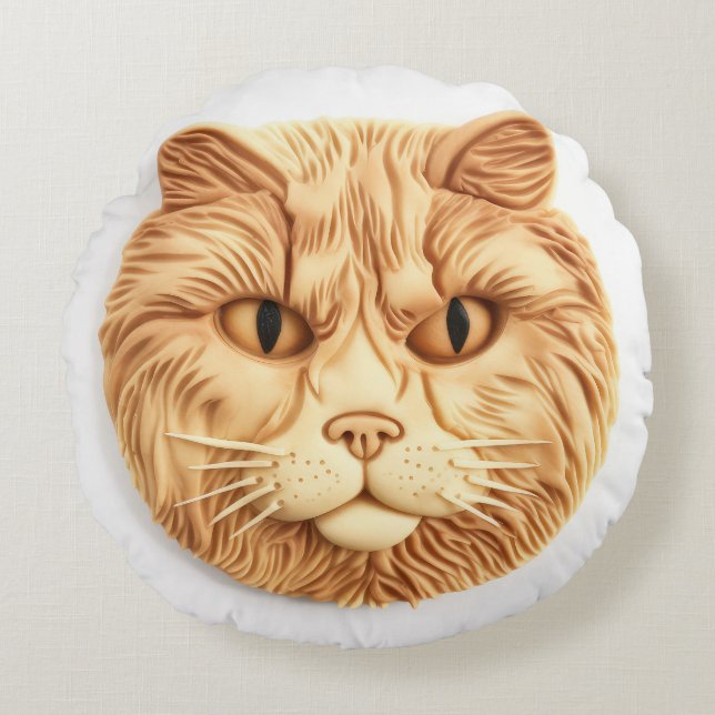 Maine Coon Cat 3D Inspiriert Rundes Kissen (Vorderseite)
