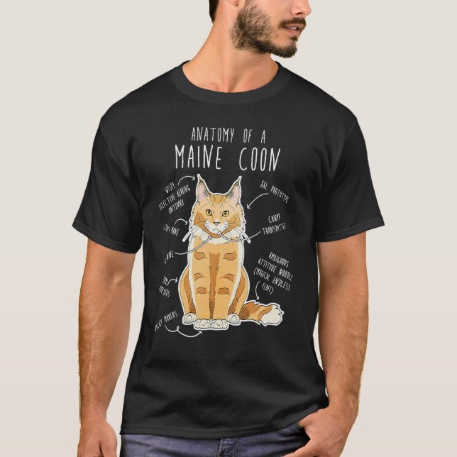 Maine Coon Cat Anatomie Niedliche Katze Mama Katze T-Shirt (Vorderseite)