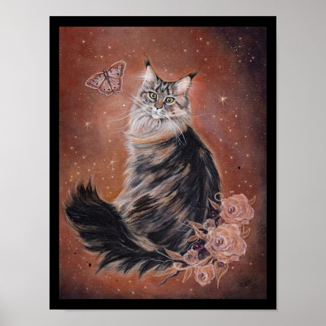 Maine Coon Cat Art von Renee Lavoie Poster (Vorne)