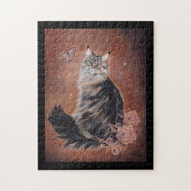 Maine Coon Cat Art von Renee Lavoie Puzzle (Vertikal)