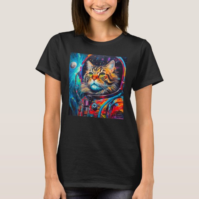 Maine Coon Cat Astronaut T-Shirt (Vorderseite)