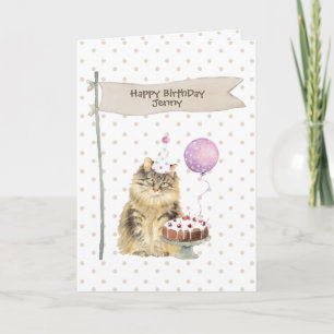 Maine Coon Cat Birthday Polka Dots Feiertagskarte