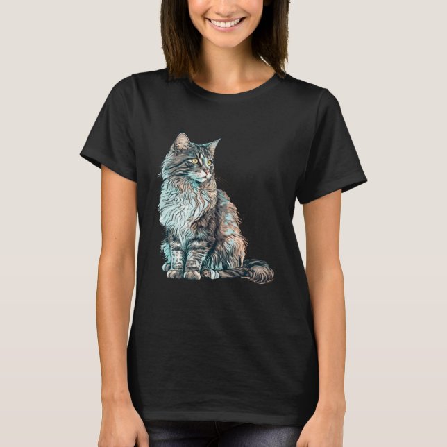Maine Coon Cat Breed Colorful Mom Lady T-Shirt (Vorderseite)