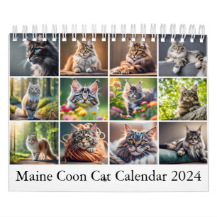 Maine Coon Cat Calendar Digital AI Paint Kalender