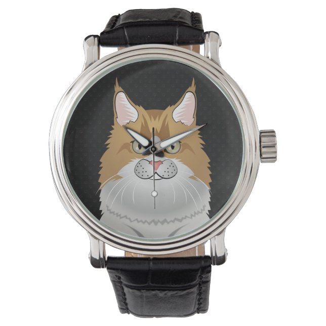 Maine Coon Cat Cartoon (Light) Armbanduhr (Vorderseite)
