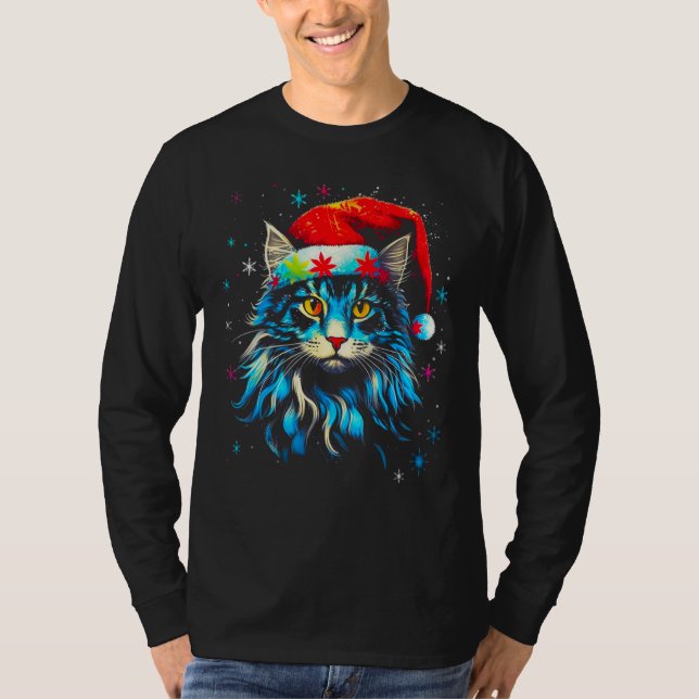 Maine Coon Cat Christmas T-Shirt (Vorderseite)