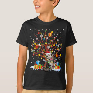 Maine Coon Cat Christmas Tree Lights Ornament Deko T-Shirt