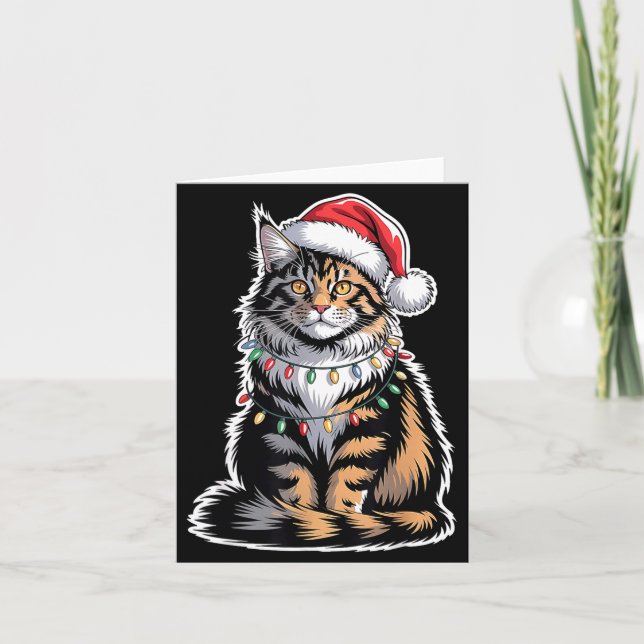 Maine Coon Cat Christmas Xmas Kitten Kitty Lover M Karte (Vorderseite)