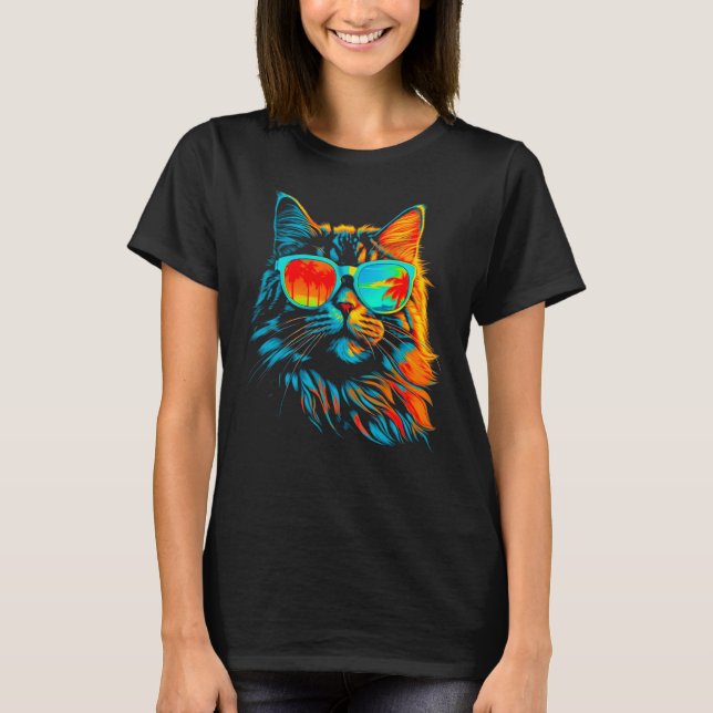 Maine Coon Cat Cool Summer T-Shirt (Vorderseite)