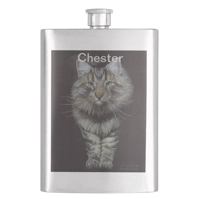 Maine Coon Cat Flachmann (Vorderseite)