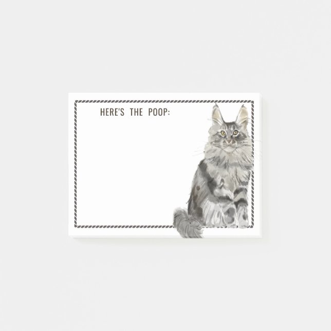 Maine Coon Cat | Funny Edith Text Post-it Klebezettel (Vorderseite)