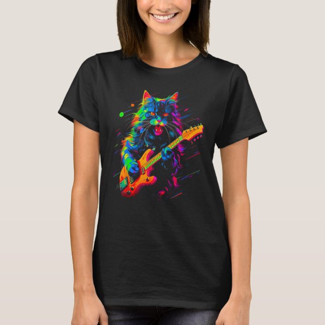 Maine Coon Cat Guitar 1 T-Shirt (Vorderseite)