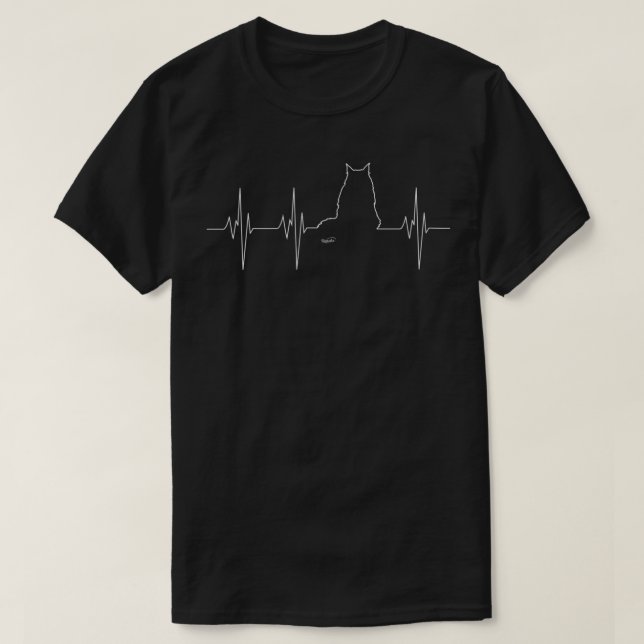 Maine Coon Cat Heartbeat Shirt (Design vorne)