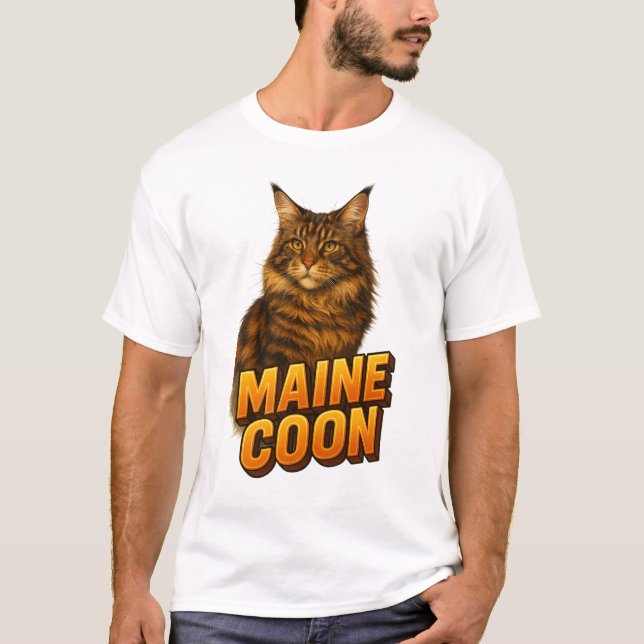 Maine Coon Cat Illustration T-Shirt (Vorderseite)