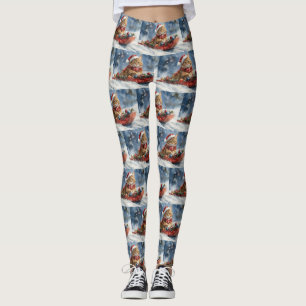 Maine Coon Cat in Sledge Let it Schnee Weihnachten Leggings