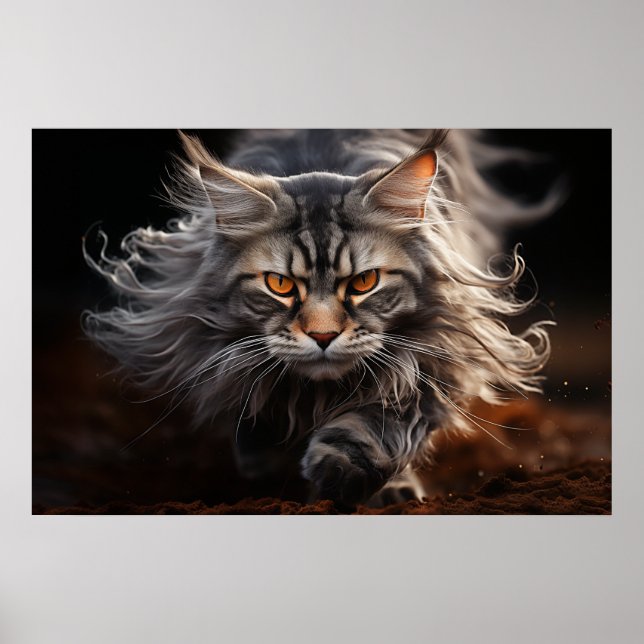 Maine Coon Cat Jagd Poster (Vorne)