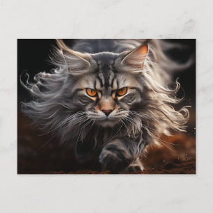 Maine Coon Cat Jagd Postkarte