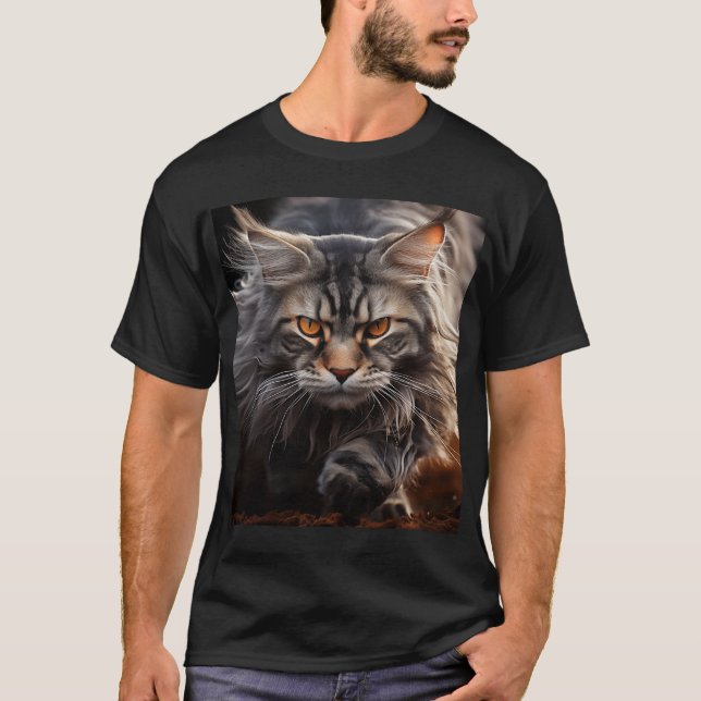 Maine Coon Cat Jagd T-Shirt (Vorderseite)