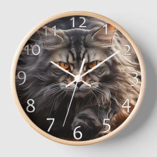 Maine Coon Cat Jagd Uhr