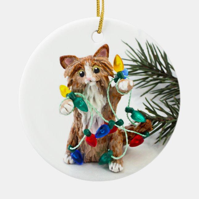 Maine Coon Cat Keramik Ornament (Vorne)